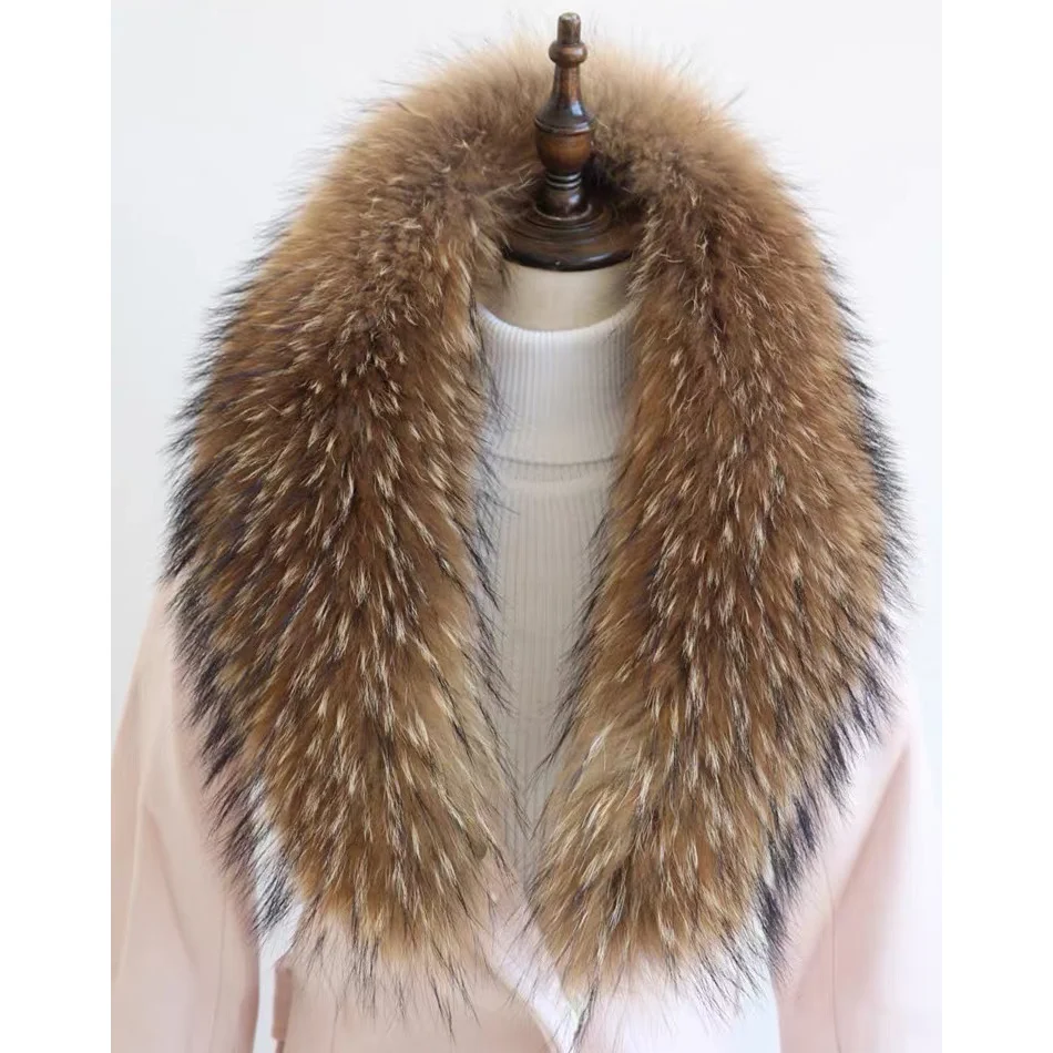 Заводская цена высокое качество аксессуары для воротника настоящий натуральный мех енота большой меховой воротник отделка из лисьего меха