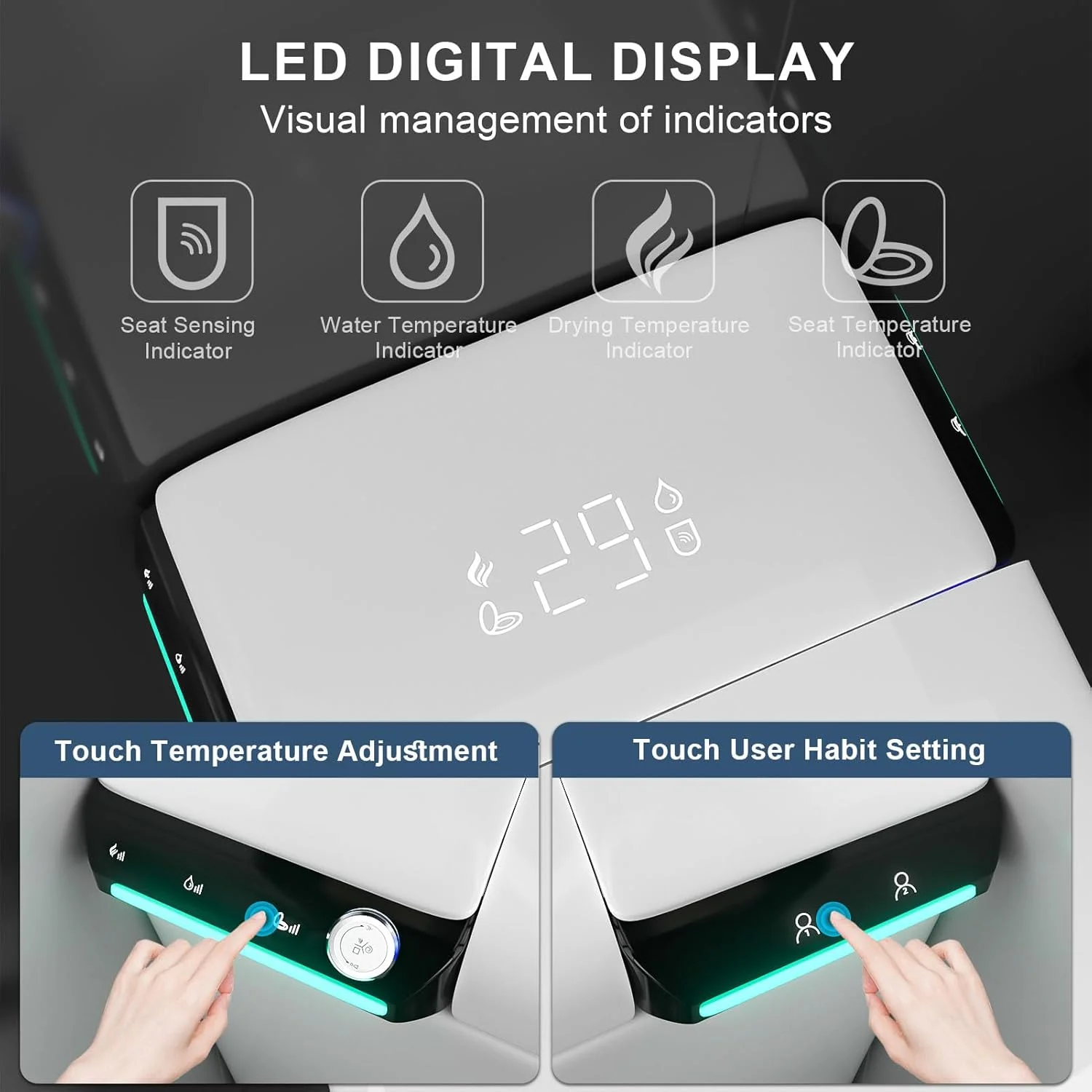 MWD Smart Toilet Automatic on/off Cover with Heated Seat Washing and Dryer Built-in Basin Smart Toilet