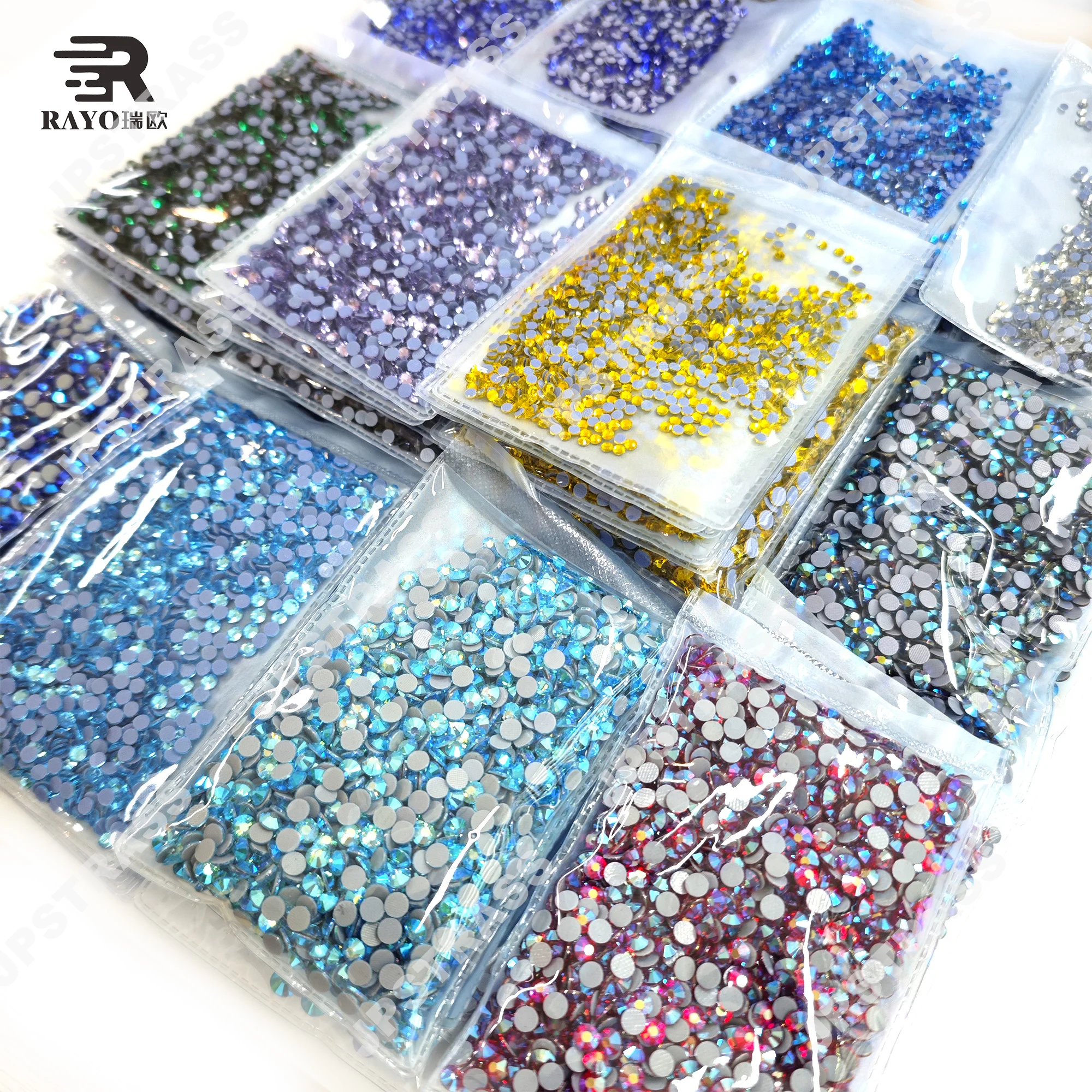 Bulk round Glass Rhinestones Hot-Fix Applique Technique SS6-SS40 Flatback Style for Wedding Dresses and Bags Motif Style