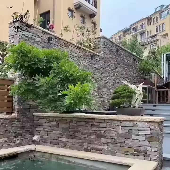 BLVE Modern Villa Exterior Wall Decoration Building Natural Stone Veneer Tile Cladding Slate Marble Culture Stone