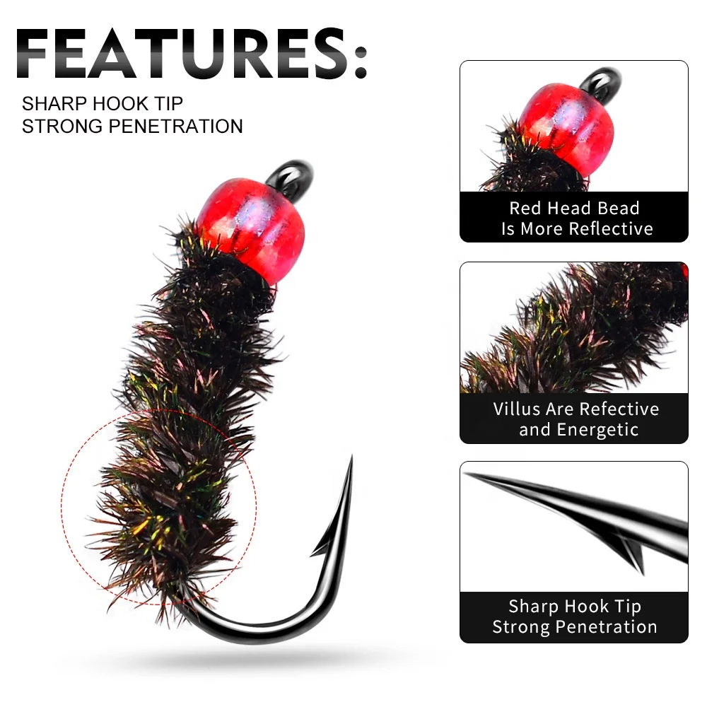 20pcs/bag High Quality Fly Fishing Hooks Insect Bait Trout Bass Fishing Tackle Fly Fishing Lures