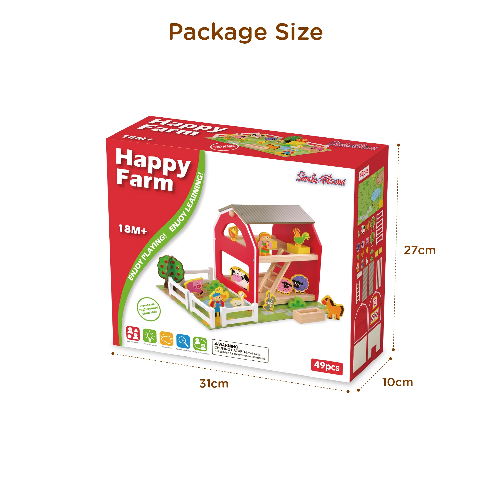 Children Education Wood Animals Farm House Custom Kids Wooden Toys 2024 Farm House Toys