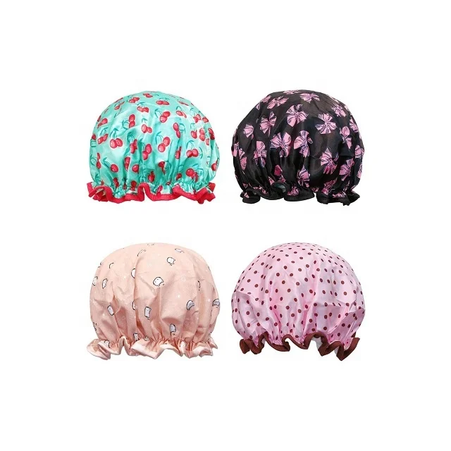 Double Layers big size Bath Caps Waterproof Shower Cap Bath Spa Salon Cap for Children Girls and Women