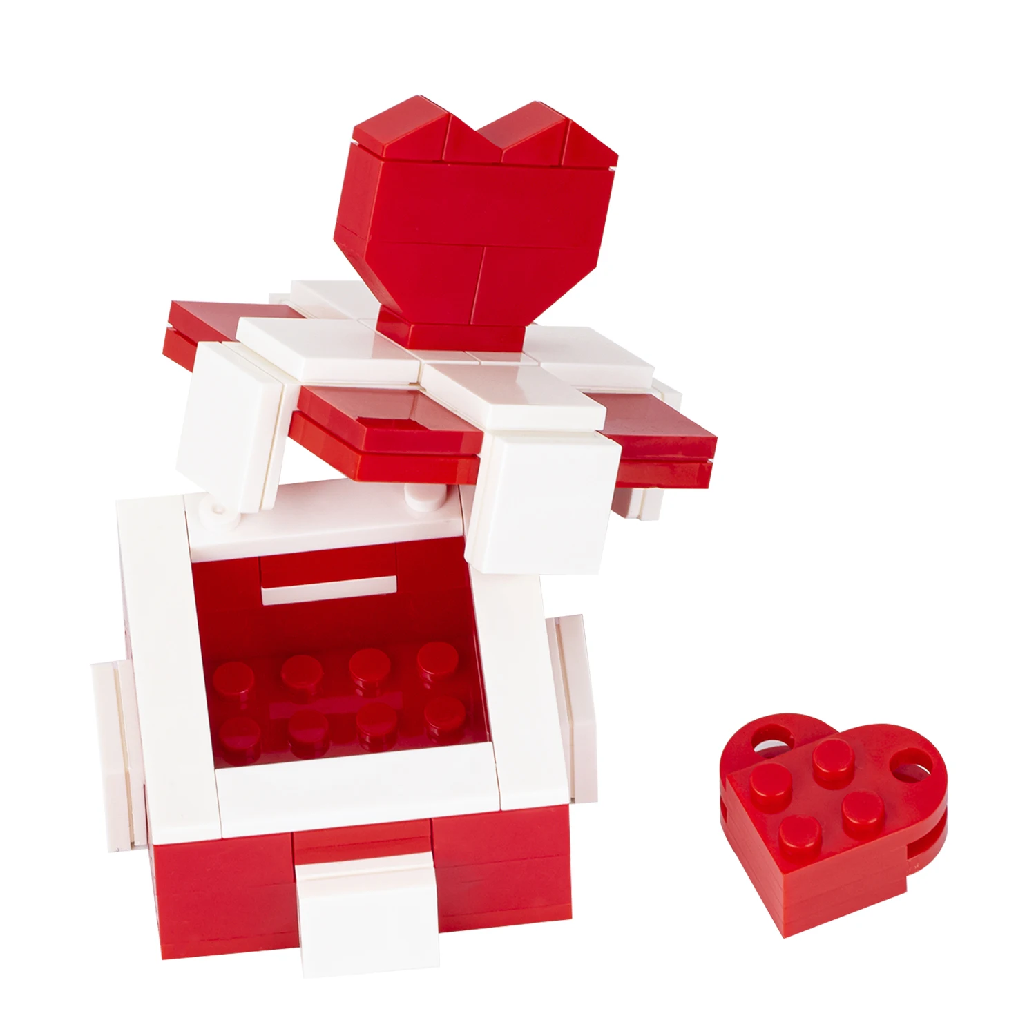 MOC1030 Creativity Series 63Pcs DIY Red White Love Gift Box Bricks MOC Building Blocks Educational Kids Toys For Collection Gift