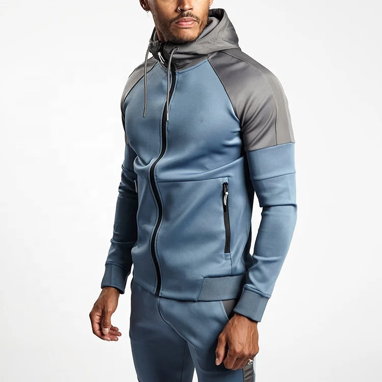 Custom full zip up hoodie and jogger tech fleece unbranded tracksuit patchwork color block men tracksuit