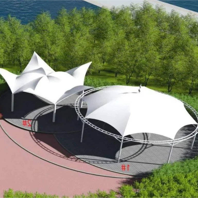 Outdoor PVDF coated fabric architectural sunshade tensile membrane structure tent