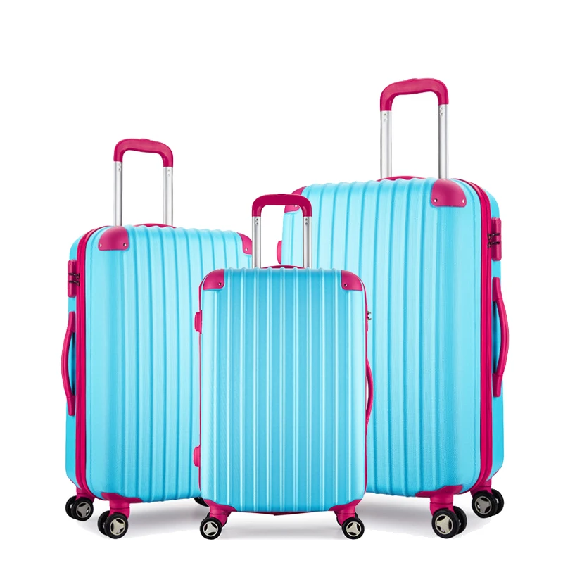 Unti-Scratch Resistance 20'24'28' 3 Sizes Travel Trolley Luggage Set with Protection Corner and Contrast Color