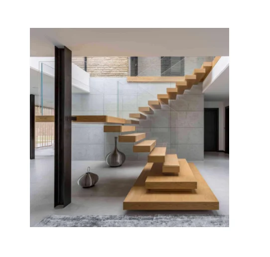 CBMmart High Quality  Solid Wood Glass Steel Floating Staircase Cantilevered Wooden Floating Staircase