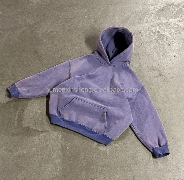 High quality custom blank mens heavy 100% cotton stone acid wash pullover sweatshirt essentials boxy cropped hoodies man