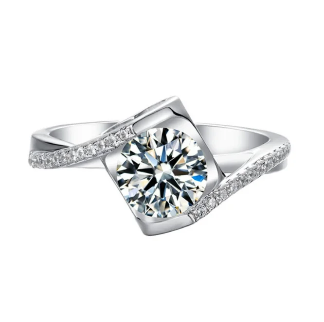 Jewelry  Diamond Wedding Ring Custom GRA VVS 1 Carat 925 Silver Eternity Engagement Moissanite Ring heart ring