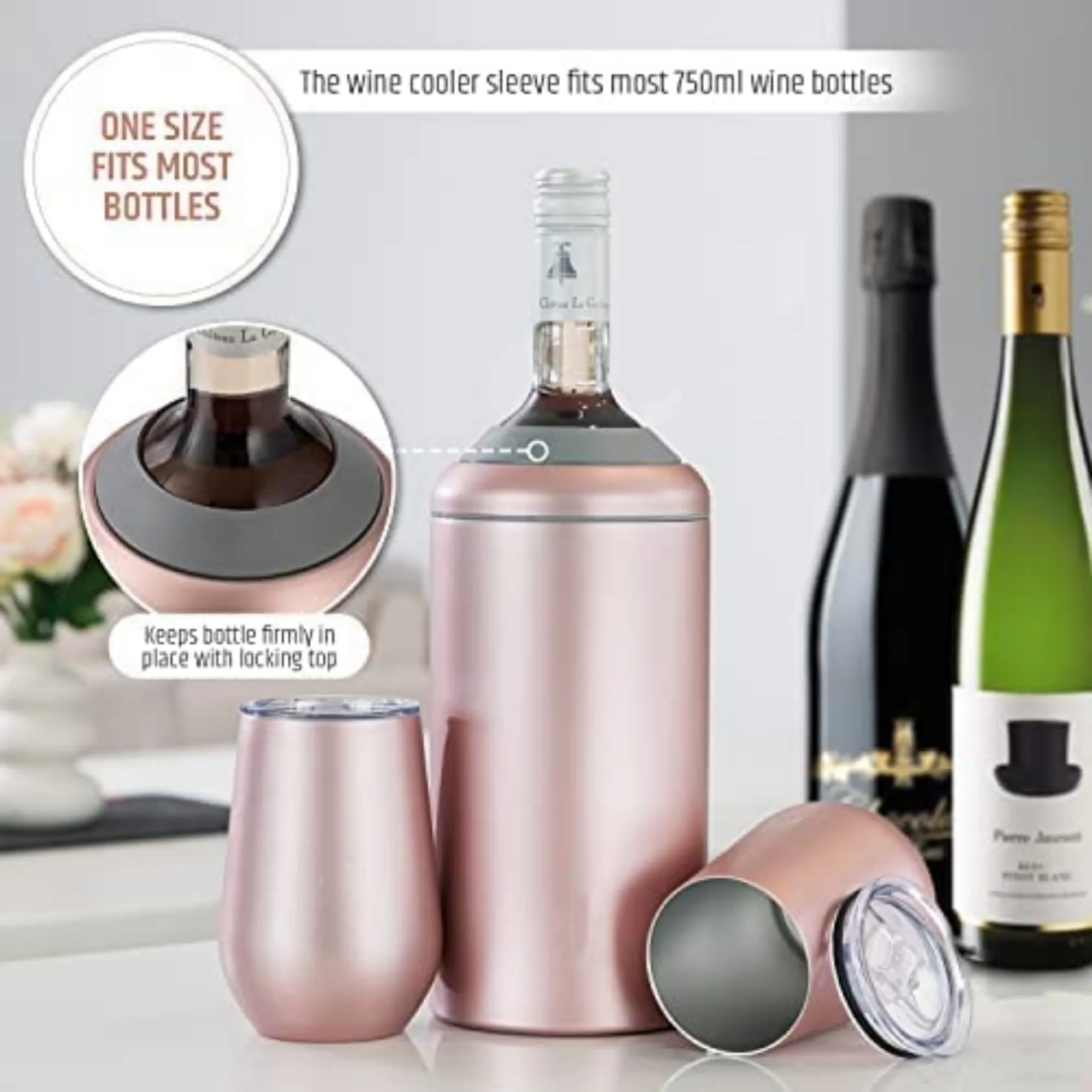 Metal Insulated Beer Cooler For Wine Bottle Cooler  Christmas Gifts Pink  Insulated Steel Wine Bottle Small Wine Bucket Chiller