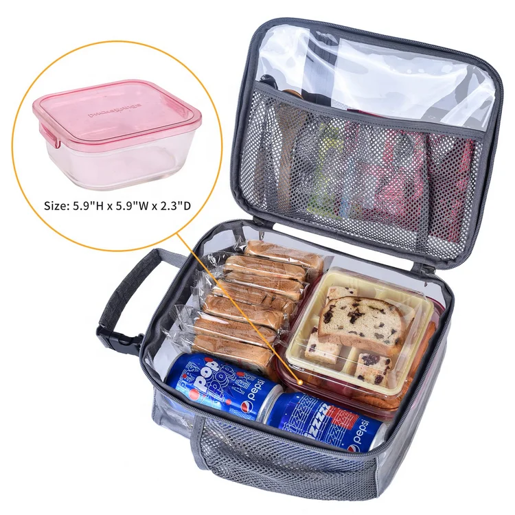 waterproof transparent PVC lunch snack organizer pouch customized logo clear PVC portable lunch box bags