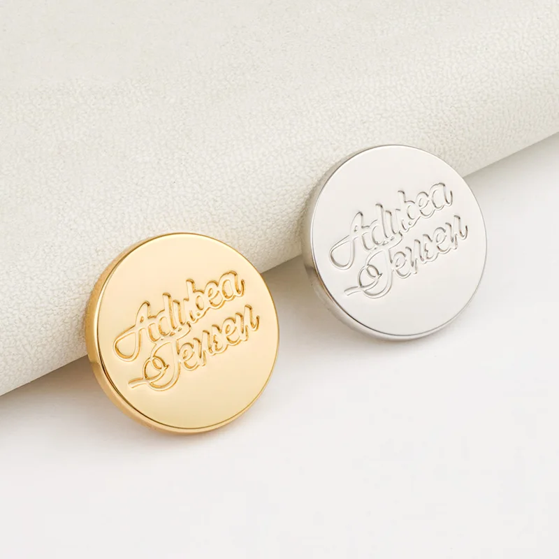 Custom Gold Metal Bag Logo, Metal Name Plate Tags for Purse, Round Shape Hollow Metal Logo For Wallet