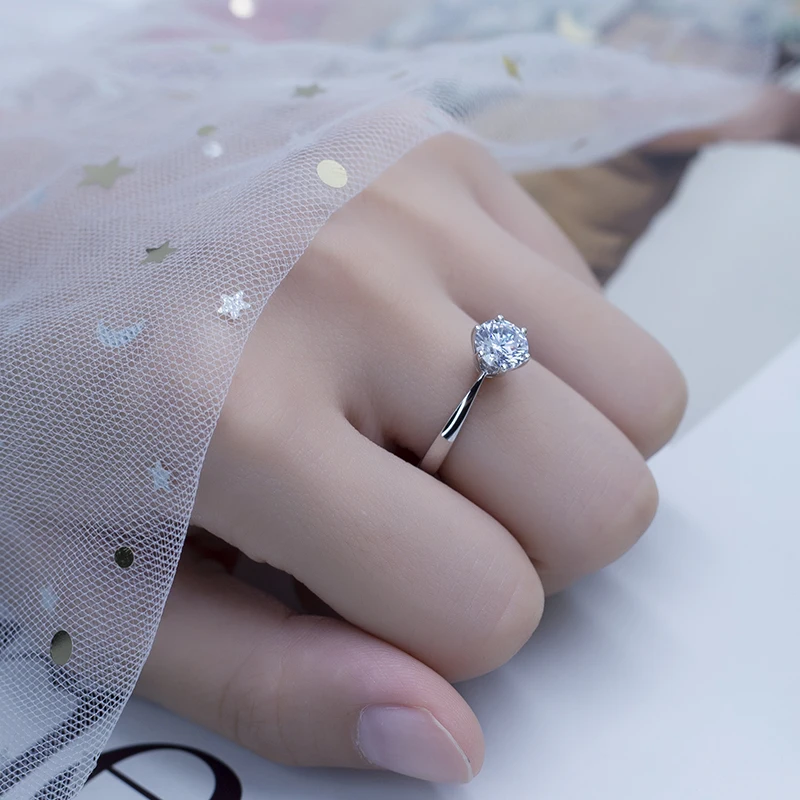 MS-533 Round Cut AAA AAAAA CZ Stone Customized 925 Silver Solitary Ring