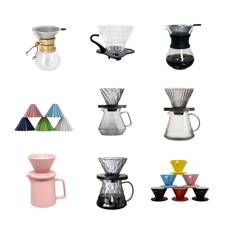 Newest Hot Selling Perfect Hand Drip Coffee Dripper Set Coffee Cups Double Wall Coffee Mugs Clear Glass Transparent Office Cup
