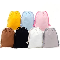 Custom Eco Friendly Organic Muslin Cotton Pouch Promotional Small White Calico Cloth Canvas Drawstring Bag With Logo Printed