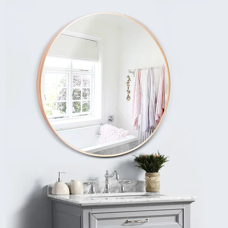 Wholesale vanity bathroom makeup wall decoration round decorative aluminum alloy mirror