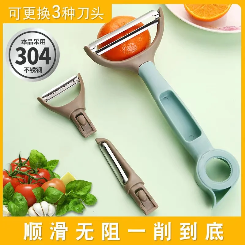 IN STOCK  Kitchen Accessory Home Use  Food Chopper Tools  3SETS  Plastic Feature Fruit Tool Stainless Steel Cutter/Peeler/Slicer