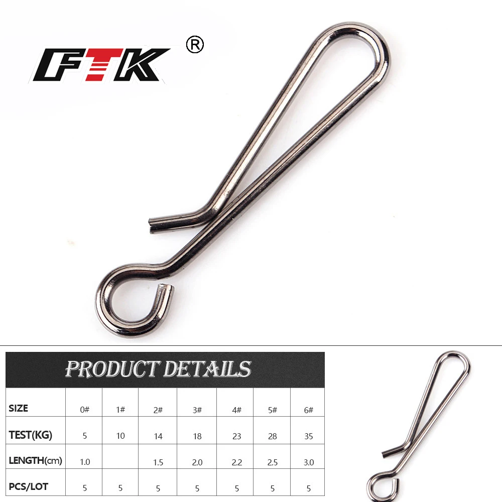FTK L-022 Wholesale Factory Direct Ready Ship Fishing Hanging Snap Hanging Fish Stainless Steel Fishing Snaps Fishing