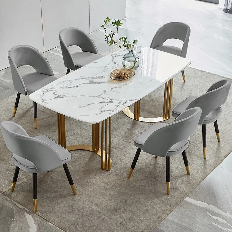 Rectangular table top marble dining room home dining table