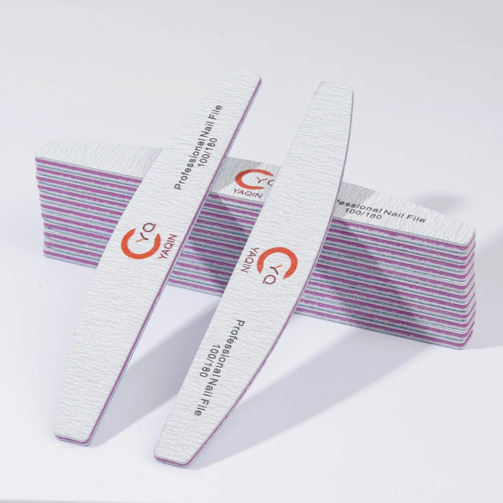 Professional Emery Board Wholesale Custom Double-Sided Nail Files 100 180 Grit Zebra Gray Manicure Art Tools With Logo