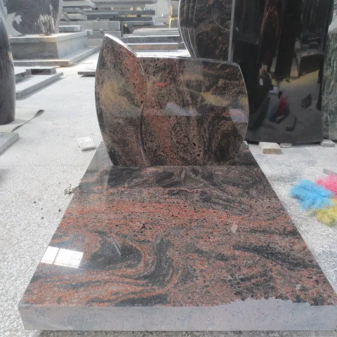 European Style German Tombstone Slab Multicolor Red Granite Tombstones And Monuments with Laser Etching