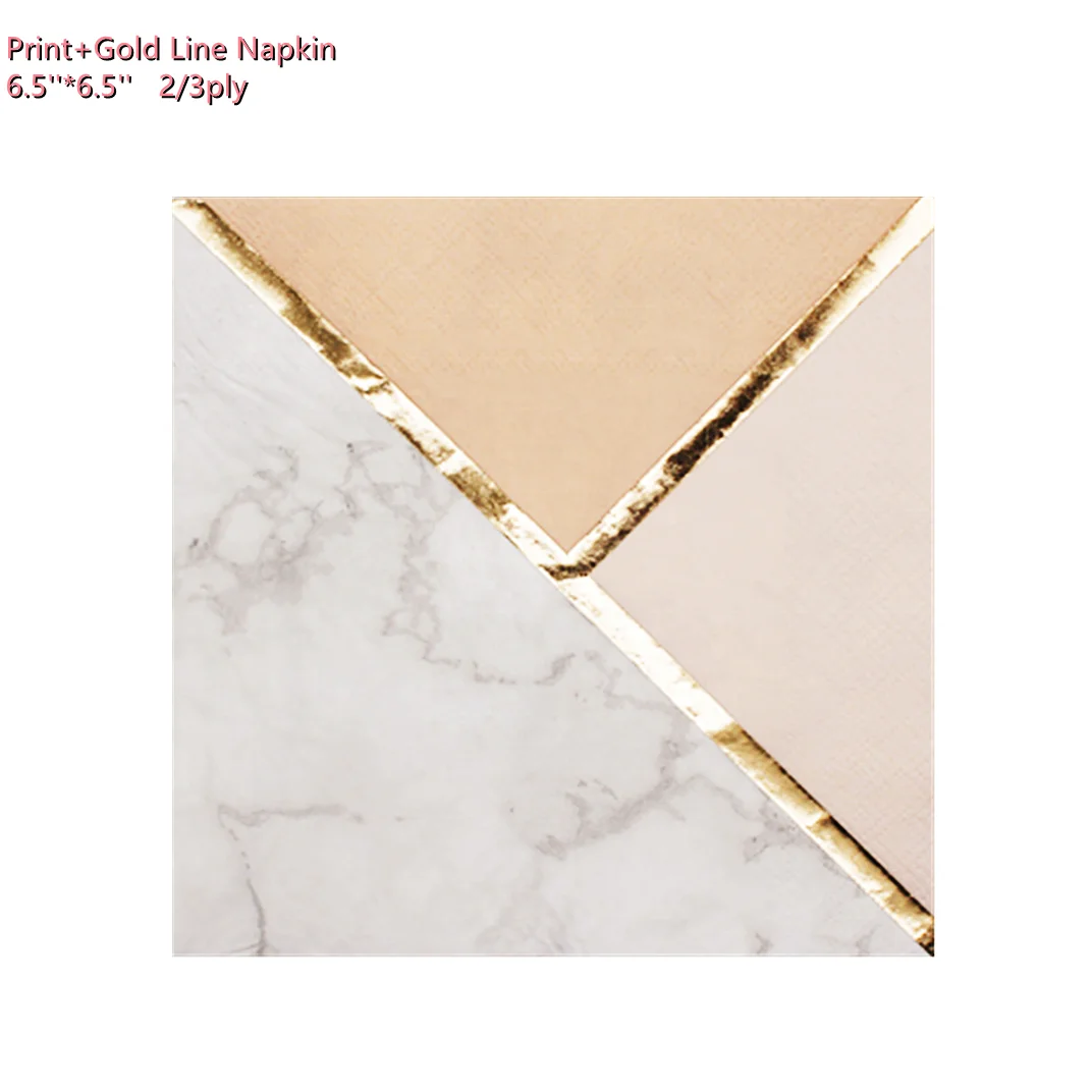 Party 3D Gold Foiled Patterns With  Printing Marbling Paper Decoupage Paper Napkins