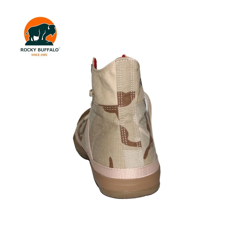 Rocky Buffalo Tri-Color  Camouflage Stylish Hi-Top Canvas Sneakers Lace-up Vulcanized Shoes