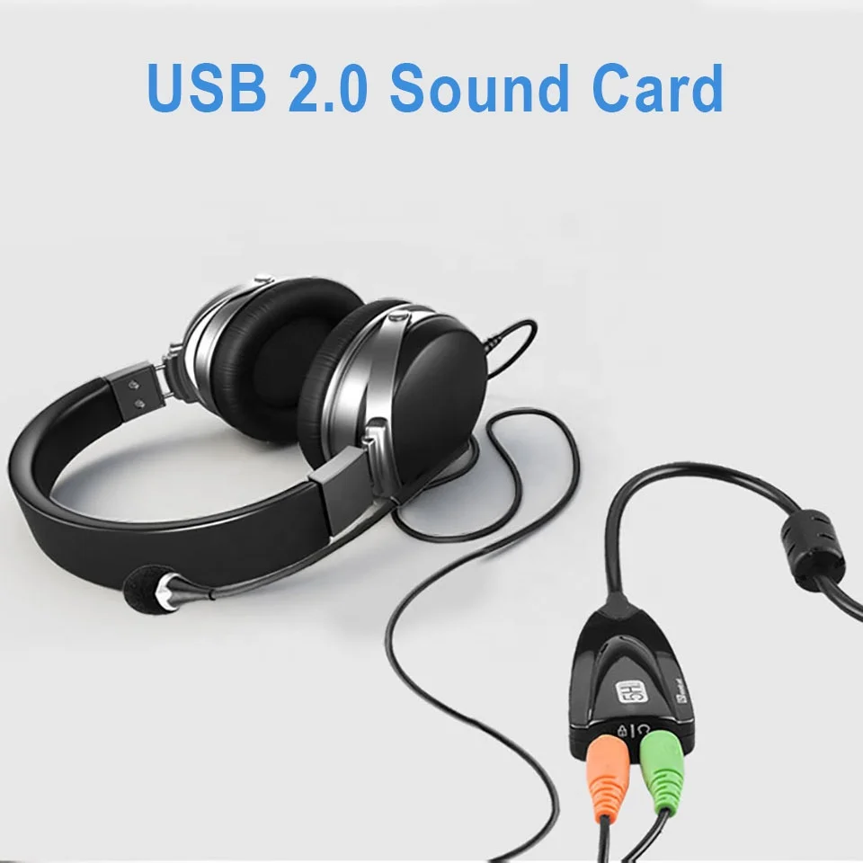 For Laptop PC Professional 5HV2 3D usb to Audio Headset Microphone 3.5mm Antimagnetic External USB 7.1 Audio Sound Card Adapter