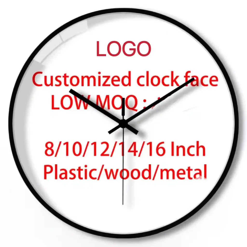 Factory direct sale round plastic wall clock Custom logo clock face 12 inch silent minimalist art wall clock 3d OEM/ODM