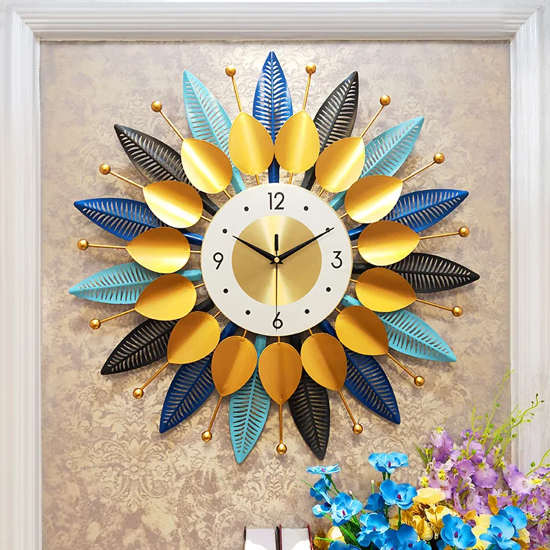 Luxury Metal Wall Clocks Home Decoration Modern Beautiful Color Round Wall Clock