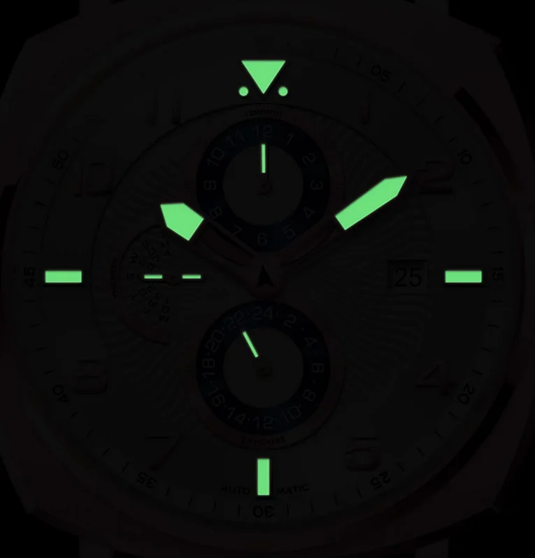 Latest stainless steel case calendar 24 hour show men automatic mechanical wristwatch