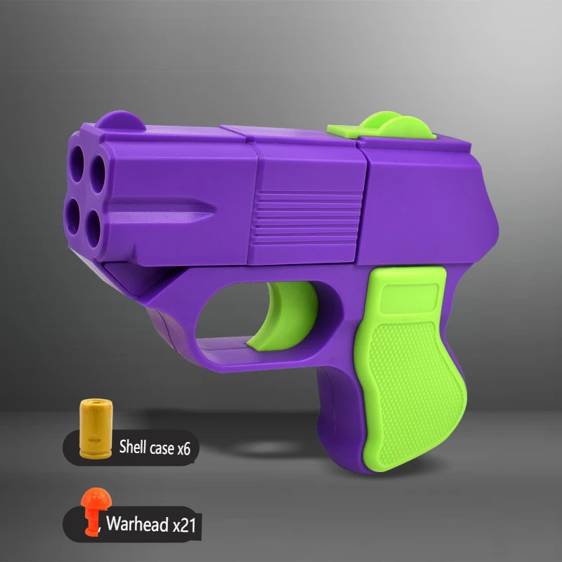 Manual Soft Gun with One Click Mechanical Double-shot Children's Toy Gun Plastic Opp Bag Unisex ABS