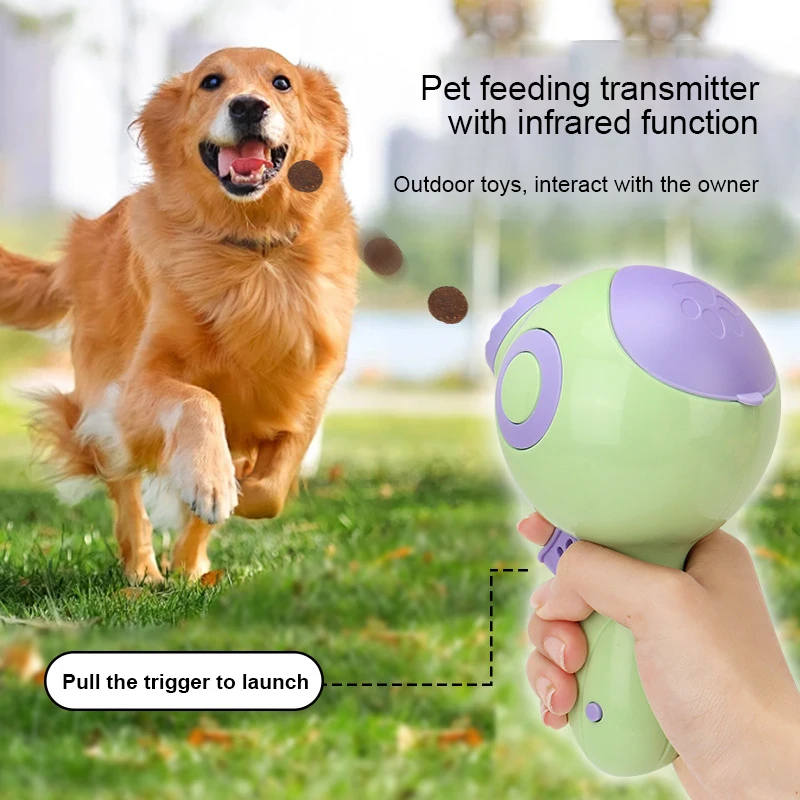 Interactive Dog Food Launcher Gun Cat Laser Pointer 2 in 1 Pet Slow Feeder Dispenser Toy Cat Dog Exercise Training Treat Toy
