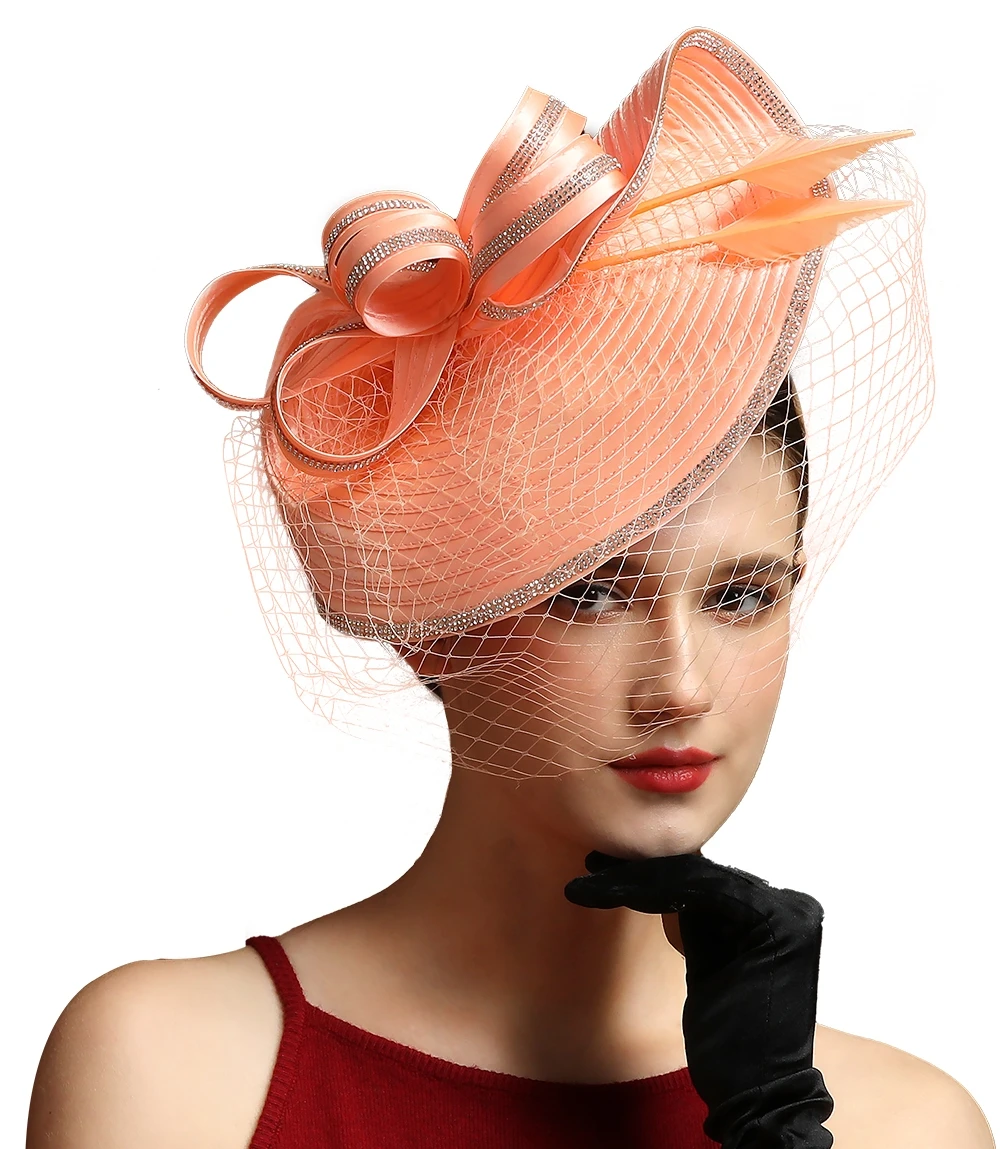 Hot Sale Fascinators Hat Luxury Satin Cloth Church Hat Ascot Races Derby Hat Theme Party Bride Headband Fascinators for Women