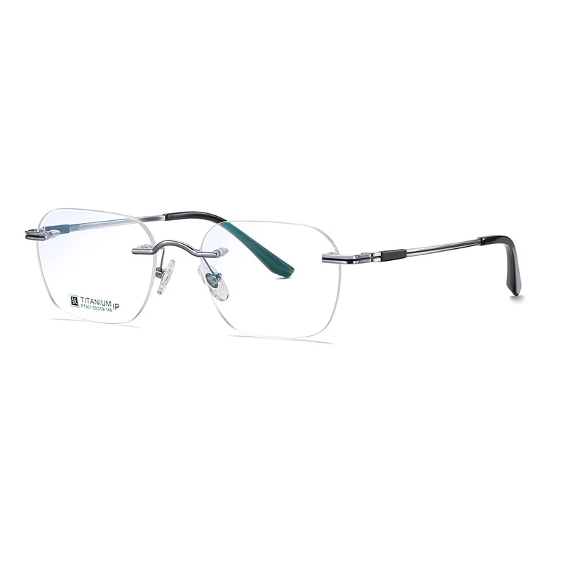 2024 ultra Light Frameless Dual Color IP Electroplating New Pure Titanium Anti Blue Light Square Glasses