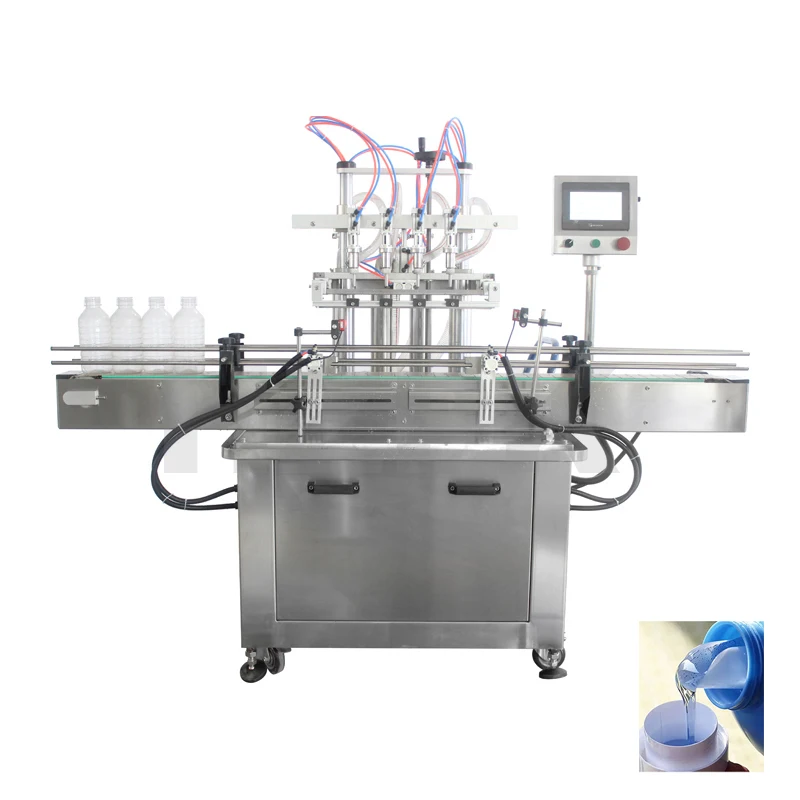HZPK Small Bottle Lotion Water Liquid Auto Filling Machine Line Bottling 1000BPH Essential Oil Milk Juice Plastic 4 Nozzles 2m