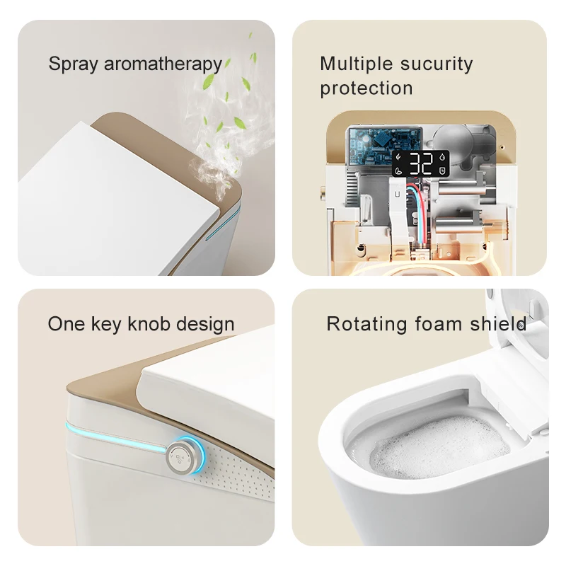 New Model Japanese Black Bidet Smart Toilet Dual Flush Siphon Flush Luxury One Piece Toilet