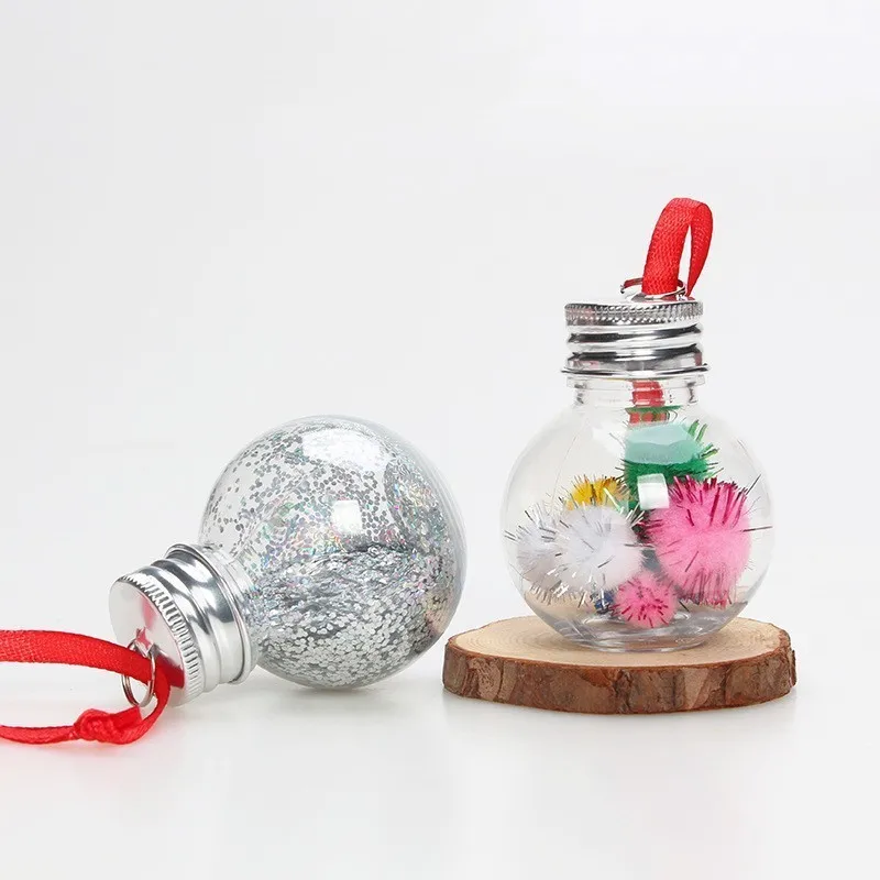 Christmas Plastic Ball Hanging Pendant Milk Tea Juice Cold Drink Water Beverage Candy Bottle Tree Ornaments Wedding Party Decor
