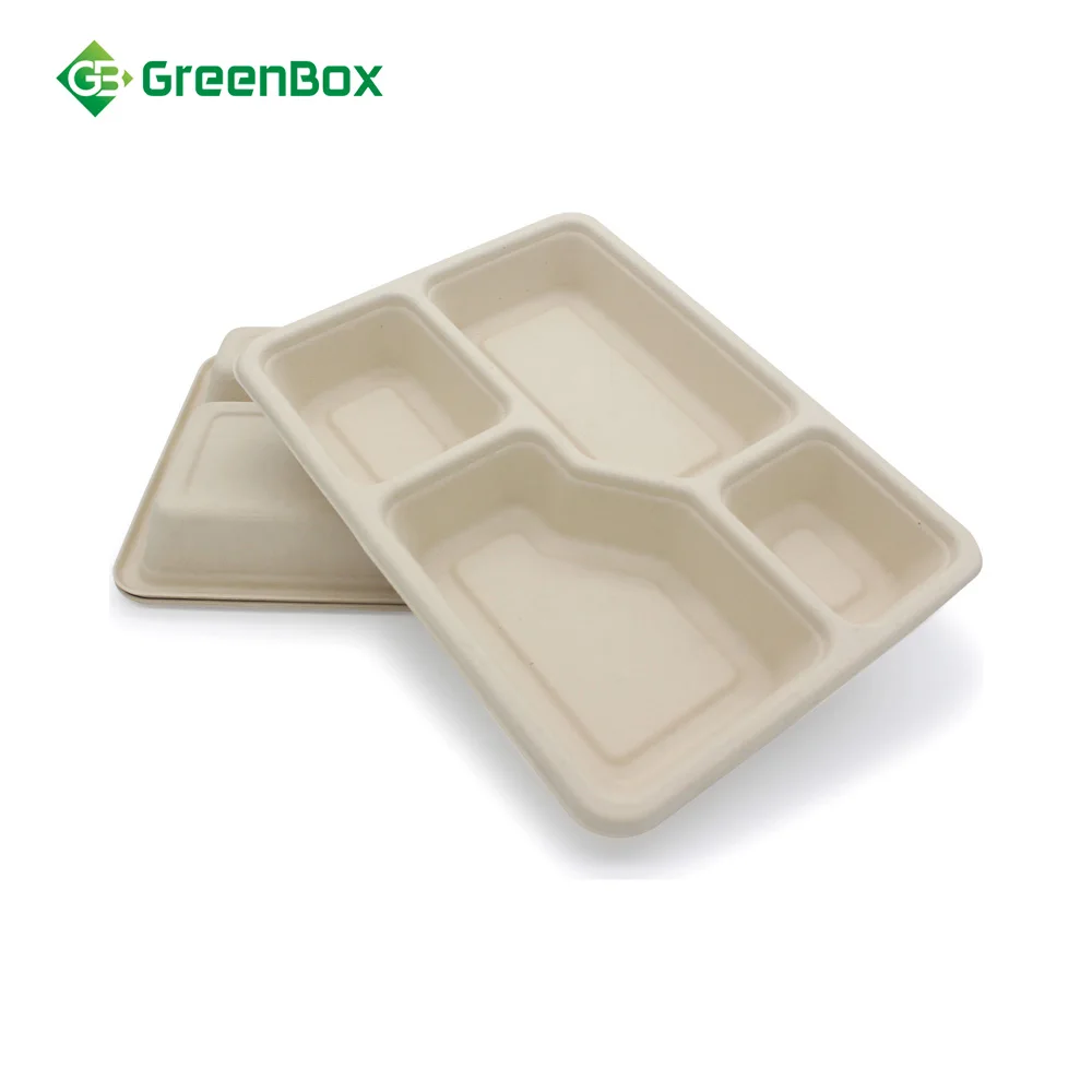 Proper Price Top Quality Eco Friendly Disposable Bamboo Fiber Divided Meal Serving Tray