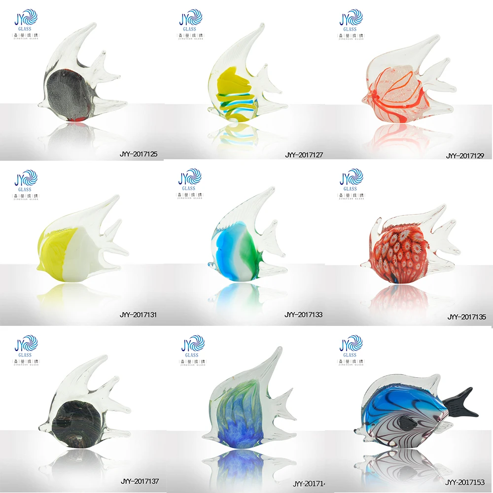 wholesale hand blown glass clown fish sculpture murano glass ocean sea animal ornaments for home decoration