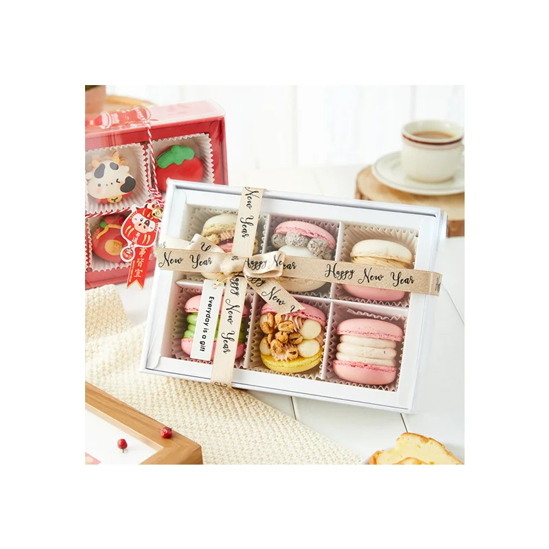 ASP Sample Available paper tag Luxury macaron box with insert and bow knot Caja de pastel