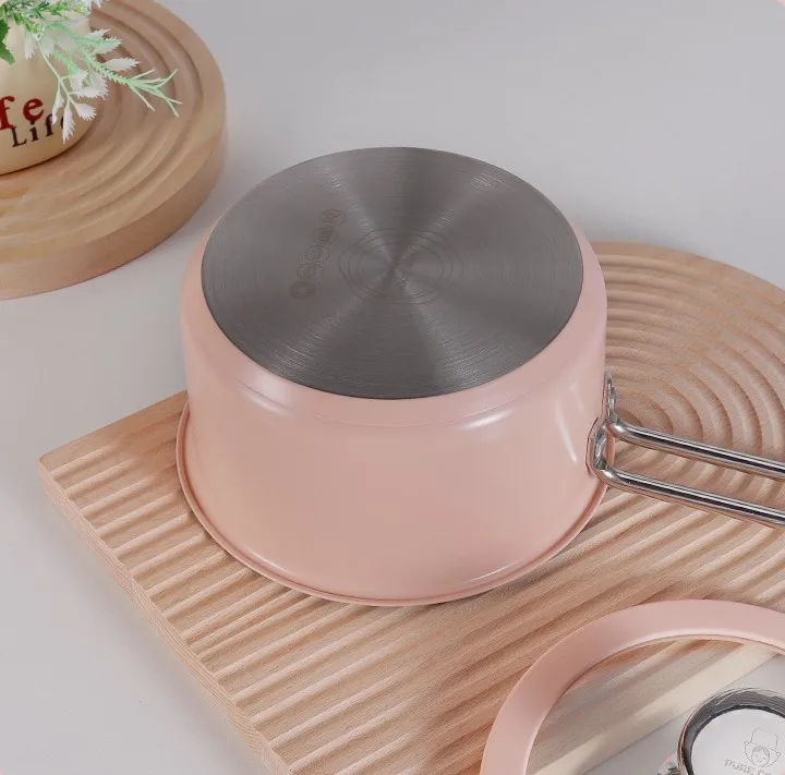 New Designer Korean Style 9 Pcs Durable Ceramic Paint Kitchen Induction Stainless Steel Cookware Sets Cooking Pot Set