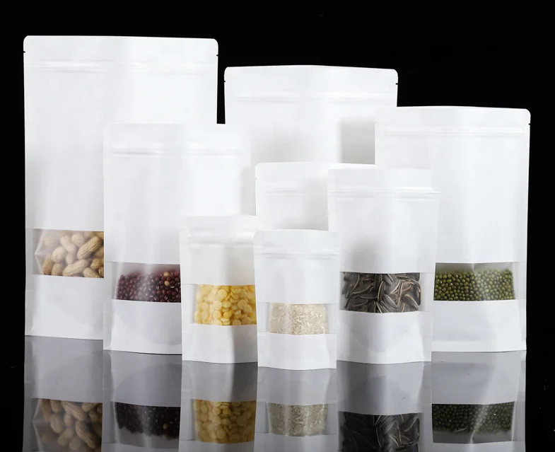 custom kraft paper digital printing one side clear stand up ziplock pouch food packaging bags for coffee tomato paste