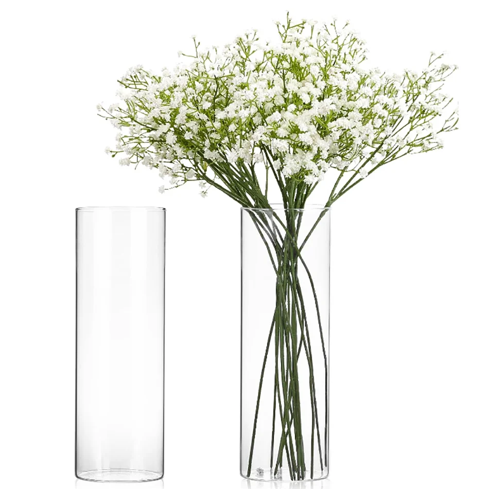 hand made modern large luxury clear borosilicate bottle round creative tall cylinder nordic hydroponics modern flower glass vase