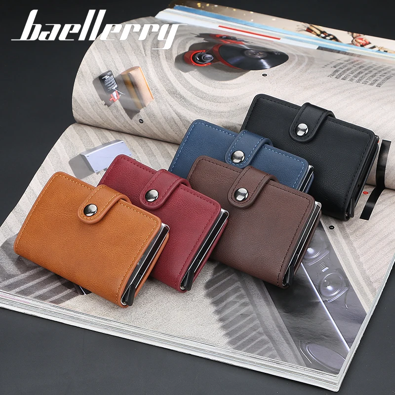 New Multi-card Double Aluminum Card Holder PU Leather Automatic Pop Up Credit Card Holder RFID Blocking Wallet