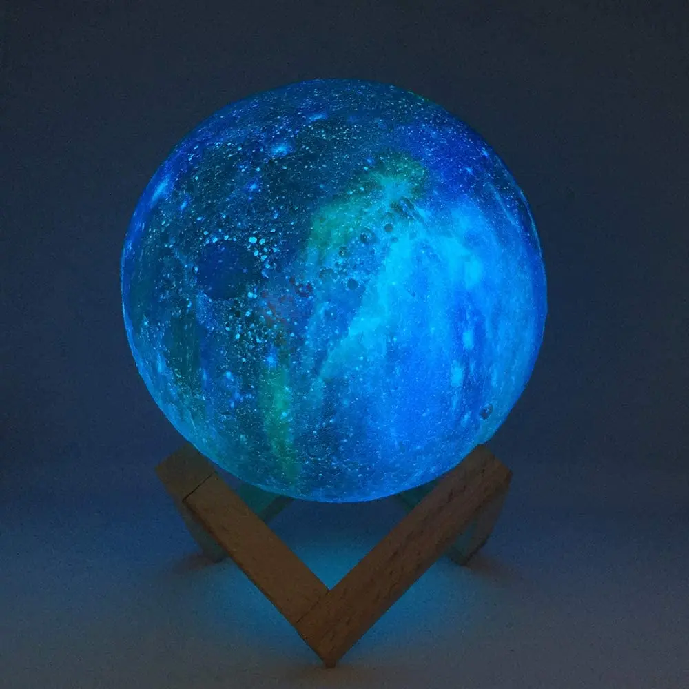 Drop Shipping 16 Colors Galaxy Moon Lamp Usb Rechargeable 15cm Remote Control 3d Printing Led Night Light Moon Lamp