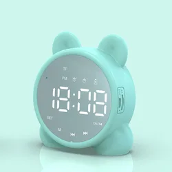Mirror Mini Home Clock Speaker, Portable Wireless Speaker Hands-Free Call FM Radio TF Card Playback