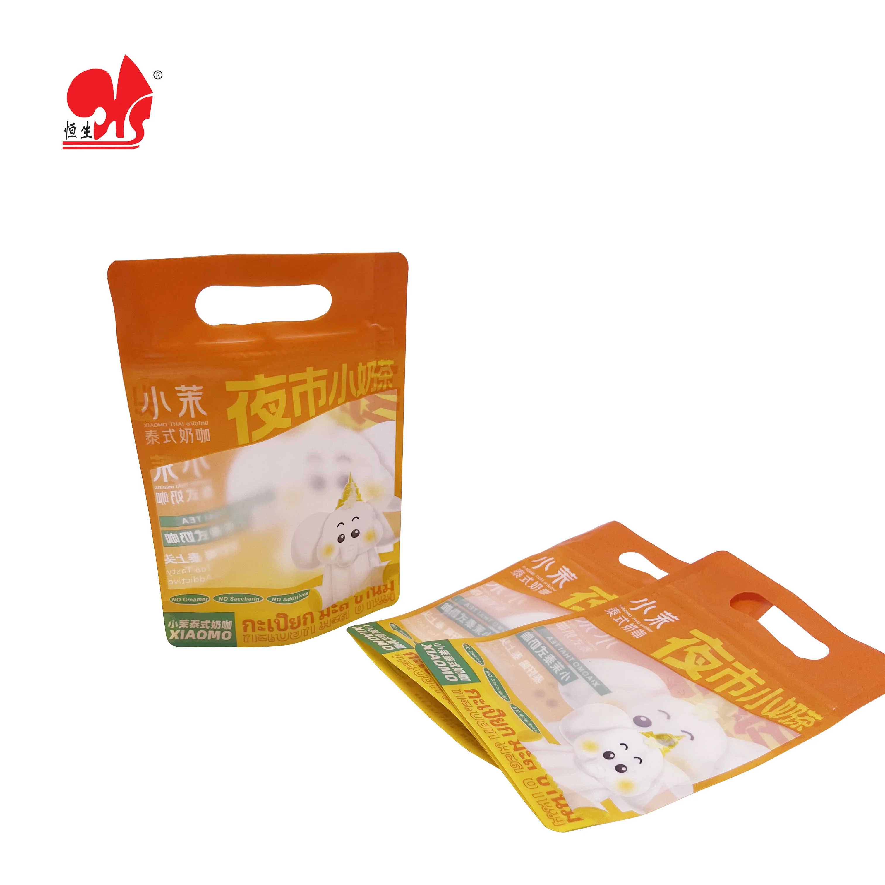 Custom-made milky tea white coffee stand up bag with zipper packaging bag food-grade materials