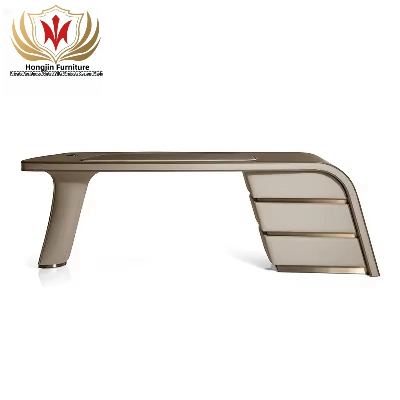 HJ HOME Luxury executive workstation law equipment leather office furniture set home modern italian design office table